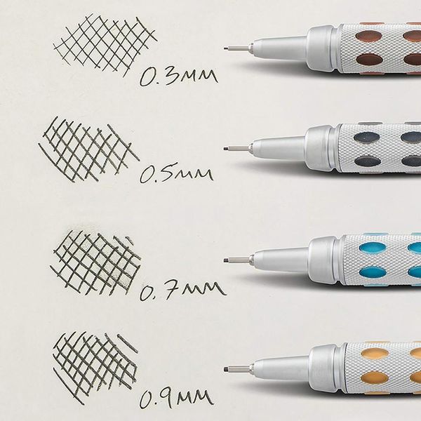 Crayons pentil graphgear 1000 crayon mécanique tige en métal bas au centre de gravité de la gravité crayon crayon de dessin à la plume 0,3 0,5 0,7 0,9 mm