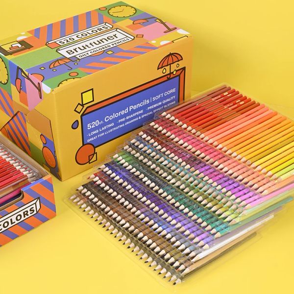 Crayons professionnels 520pcs crayons colorés à l'huile Dessin de crayons soft croquis couleur crayon cadeau crayon pour les enfants peignant les fournitures d'art