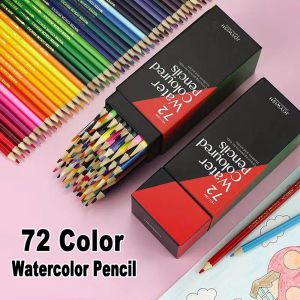 Crayons professionnels 72 couleurs sets aquarelle crayons avec pinceau Hexagon en bois poignée pour artiste peinture dessin art sketch graffiti