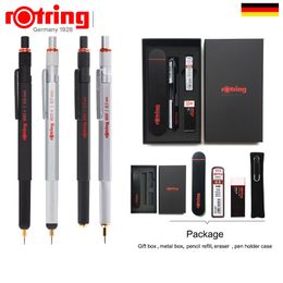 Lápis ROtring 800 Lapiseira Retrátil 05mm Barril Preto Prata 1904447 Conjunto Caixa Presente 230803