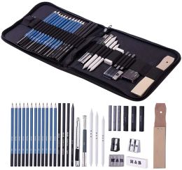 Potloden set van 32 schetsende potloden set tekening schetspakket bevat grafietpotloden pastel stick gum professional sketching tools