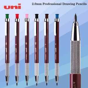 Lápices uni lápiz mecánico 2.0 mm mh500 bolígrafo metálico sosteniendo palo hexagonal espesa pintura de boceto
