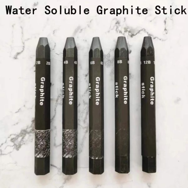 Crayons soluble soluble graphite stick set 2b 4b 6b 8b 12b graphite sketch shading crayons effacés pour l'élève amateur peintre 5x