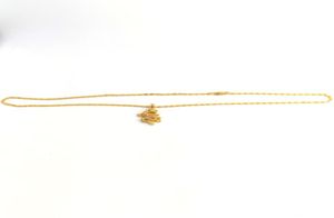 Hanger 24 K echte solide gele fijne gouden afwerking CZ Dragon hanger gedetailleerd 3D Good Luck Men Women Dragon Flat Chain Necklace US8392859
