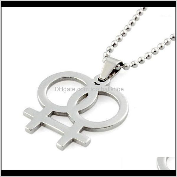 Pendentif bijoux mode arc-en-ciel collier colliers lesbiennes pendentifs pour femmes Gay Pride Sier couleur bijoux perle chaîne lien 24Inc315R