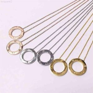 Hangende sieraden ketting vrouwelijke klassieke cirkelvorm titanium mode aurum zilveren rose goud trend veelzijdig paar met box257s