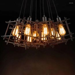 Lámparas colgantes 1 cabeza Alambre de hierro Vintage Nordic Industry Lightings Retro Loft Edison Luces para sala de estar Restaurante