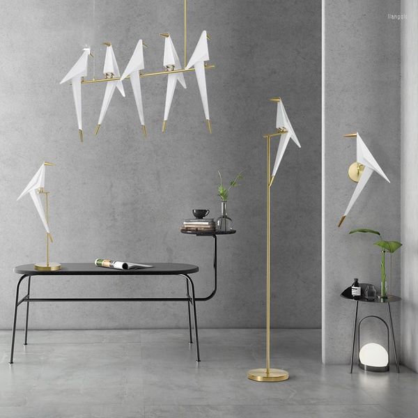 Lampes suspendues 1modern oiseaux cage papier lustre restaurant chambre chambre enfants designer origami lampe ampoule LED blanc