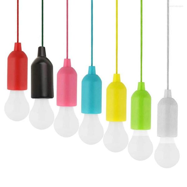 Lámparas colgantes, 1 Uds., lámpara colgante LED de colores, tienda de campaña con cordón portátil, luz de Camping, iluminación Retro, bombillas de cable de tracción para el hogar, energía de la batería