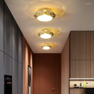 Lampes suspendues 2022 Gold LED Plafonnier pour allée Corridor Foyer Balcon Vestiaire Creative Intérieur Moderne Petit Lustre Éclairage