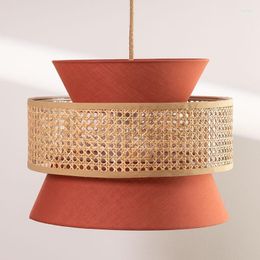 Lampes suspendues 2022 fait à la main Orange bambou tissu coloré luxe Simple japonais chinois nordique lampe lustre