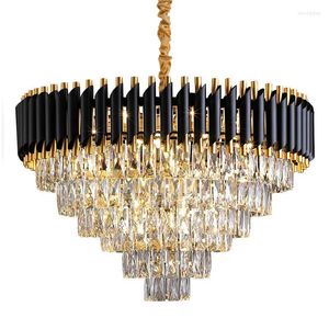 Pendants lampes 2022 luxe K9 Crystal Chandeliers For Living Room Bedroom Black Metal LED ￉clairage int￩rieur Maison de maison