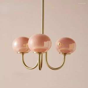 Hanglampen 2023 Frans eenvoudige landelijke vintage retro roze wit glas mooie meid woonkamer slaapkamer el lamp kroonluchter