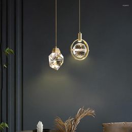 Hanglampen 2023 JUwery Crystal Led enkel licht messing goede kwaliteit kroonluchter voor woonkamer bedlamp gratis lamp