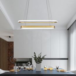 Hanglampen 2023 Moderne zwarte gouden rechthoekige LED -lampen voor eetkamer Luster Hanglamp Dimable Fixture Deco Avize Luminaire