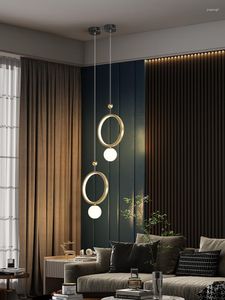 Lampes suspendues 2023 Nordic Light Luxe Longue Ligne Salon Fond Mur Couloir Petit