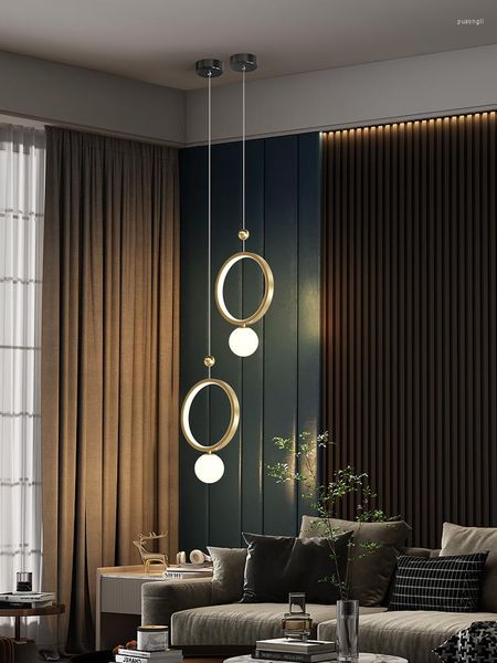 Lámparas colgantes 2023 Nordic Light Luxury Long Line Sala de estar Fondo Pared Pasillo Pequeño