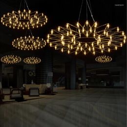 Lampes suspendues 2023 nordique personnalisé comptoir de bar Led fleur lumière brève moderne en acier inoxydable Raimond feu d'artifice lampe