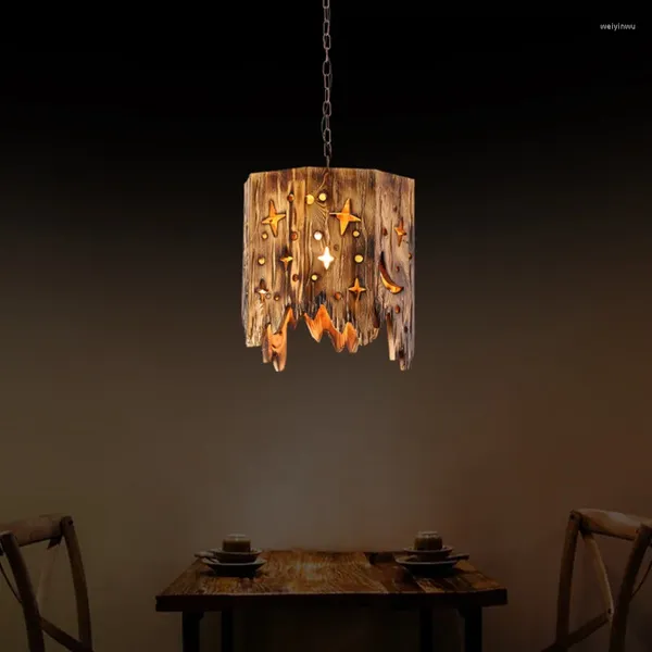 Lampes suspendues 2023 lampe d'art en bois pour salle à manger salon café restaurant rétro style industriel décoration de la maison éclairage intérieur