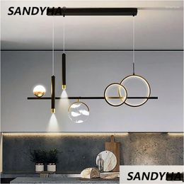 Hanglampen 2024 Design Led Kroonluchters Zwart Gouden Verlichting Voor Salon Woonkamer Eetkamer Tafel Decor Hangende Verlichting Lampadario Dr Dhren