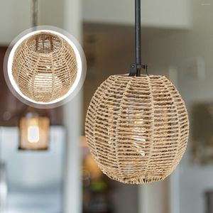 Hangende lampen 2 stks weven hangende lamp plafond imitatie rattan lampenkap armatuur