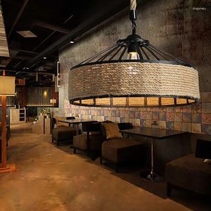 Pendants lampes 30 cm American Retro Iron Base Base Chandelier Bar Cafe Restaurant des lumières décoratives rondes lampe