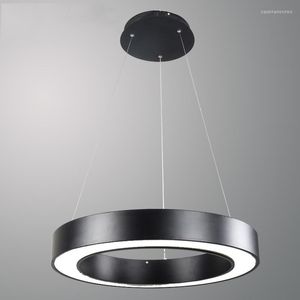 Hanglampen 40 60 80 cm eenvoudige moderne ledlampen rond cirkelophanging hangende lamp kantoor huisdecoratie zwart wit zwart wit