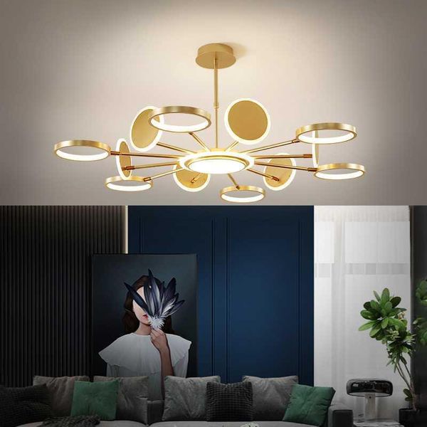 Lampes suspendues 50W 66W 98W LED Lustre Éclairage Moderne Or ou Noir Pour Salon Chambre Maison Déco Lampe Suspendue Montage Ajuster 3 Couleurs