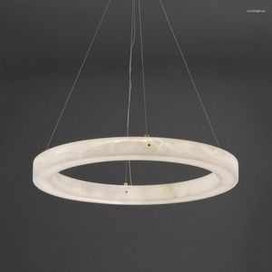 Lampes suspendues 54cm marbre anneau lampe table à manger salon luxe circulaire suspension lumière restaurant salon de thé El décor droplight