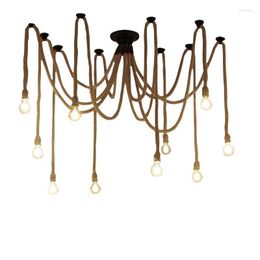 Hanglampen 6/8/10/12 Lichten Industrie Stijl Spider Lamp Office Kleding Store Restaurant Vintage Iron Rope Chandelier