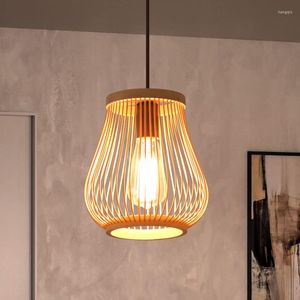 Lampes suspendues 6 Types Bambou Tissage Lustre Lampe Suspendue LED Plafonniers Rotin Tissé Maison Chambre Décors
