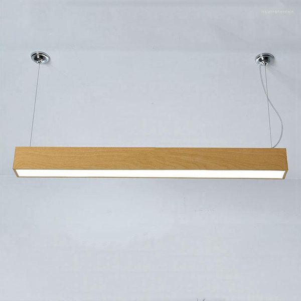 Lampes suspendues (60CM) Imitation Bois Grain LED Bande Bureau Lampe Suspendue Chambre Étude Éclairage Intérieur Bureau / centre commercial / projet el