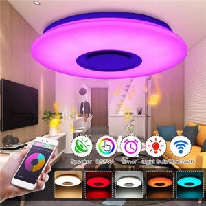 Lampes suspendues 60W Lumières Plafonnier LED Haut-parleur compatible Bluetooth Application intelligente et mise à niveau de la musique de la télécommande