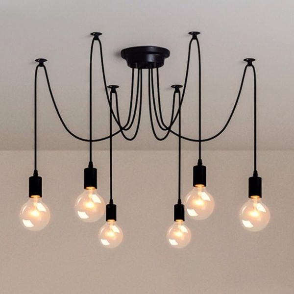 Lampes suspendues 8 lumières réglable bricolage pays entrepôt industriel Vintage araignée plafonnier pour la décoration de la maison salon pendentif
