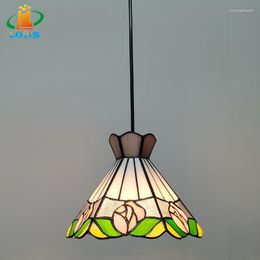 Hanglampen 8 "Bloemglas kroonluchter Tiffany -stijl Western Restaurant Milk Tea Shop Corridor Lighting Eenvoudig Nordic Creative