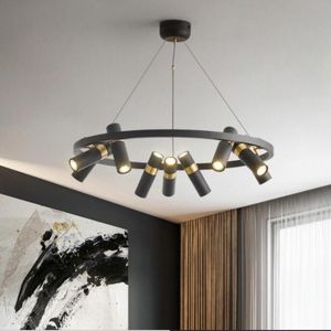 Pendants Lumières LED réglables Black Metal Living Room Dining Chambre de salle à manger Assayeur de bulbe remplaçable Loft Décopendant