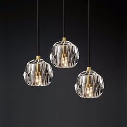 Hanglampen All-Bronze Crystal Light Luxe rugmodel Kamer Dineerslaapkamer Bedide Drie gepersonaliseerde kleine lichten LB72832-spendant