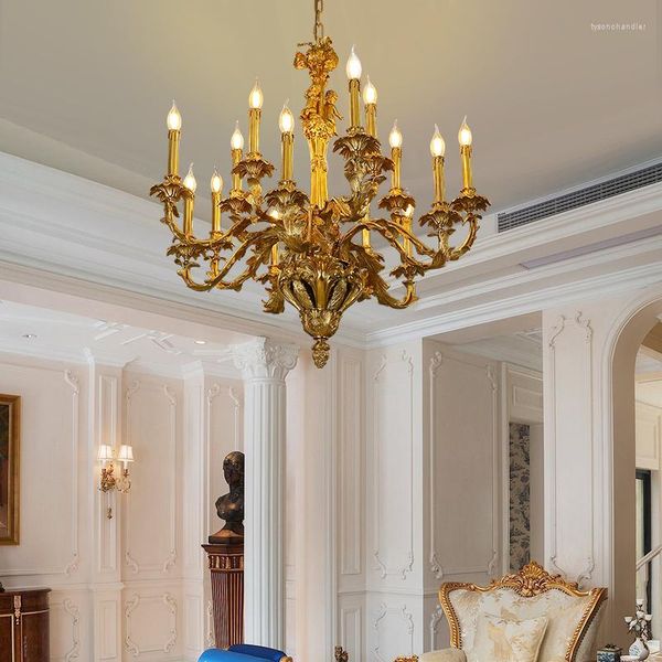 Lampes suspendues tout cuivre lustre français élégant luxe cristal Villa salon salle à manger chambre étude