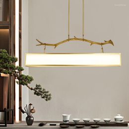 Hanglampen alle koper Chinese restaurantlamp rechthoekige woonkamer Studie theestijl Zen klassiek licht luxe