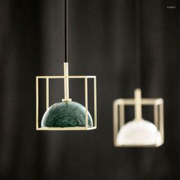 Lampes suspendues All Copper Marble Lights Postmodern Luxury Study Bedroom Nightstand Lighting Living Room Dining Decor Hanging
