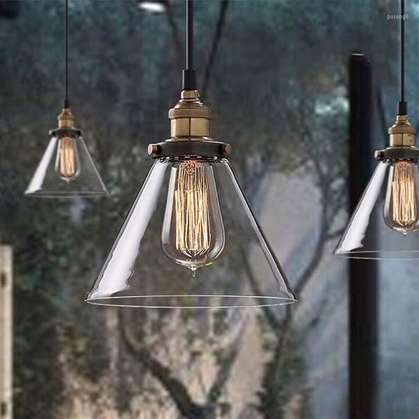 Lámparas colgantes de vidrio de vidrio LED LED SUSPENSIOS Vintage Simple Retro Lustre Interior Interior Luces colgantes Luces de techo