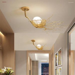 Lampes suspendues American Cottagecore Décor Bird's Nest Verre Oeuf LED Lumières Pour Couloir Restaurant Salon Enfants Chambre Lampe Suspendue Luminaire