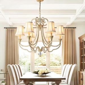 Lampes suspendues American Country Lustre Cristal Salon Lampe Restaurant En Fer Forgé Simple Rustique Linge Chambre Chaude