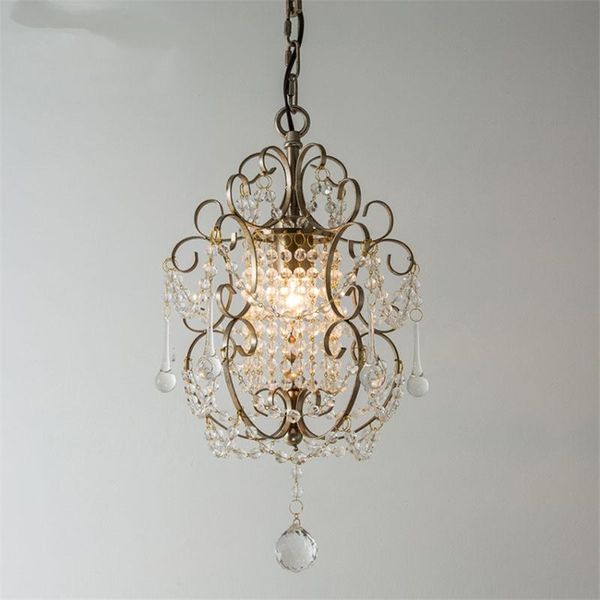 Lámparas colgantes American Country Crystal String Lights Dormitorio Hall Cloakroom Single Chain Hanging Living Room LightingPendant