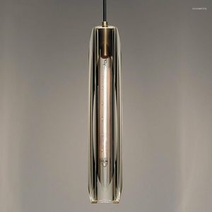 Hanglampen Amerikaans luxe koper E14 LED -Lichten Luster K9 Crystal Shades Suspension Lamp Living Room Side Side Artures