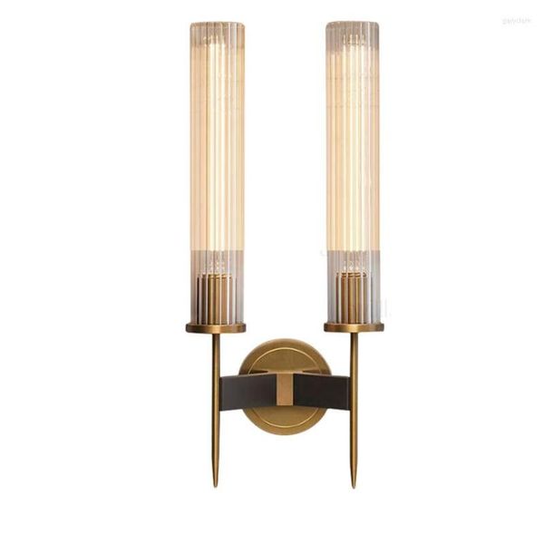 Lámparas colgantes American Retro Copper LED Wall Glass Shade TV Luces de fondo Edison Bulb Light Fixture Nordic