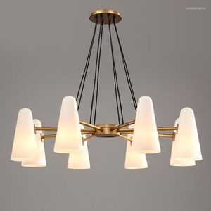 Pendants lampes American r￩tro en verre de lampes de lampadaires E14 luminaires LED Chandelier salon luxueux luxe Lamparas Fixtures