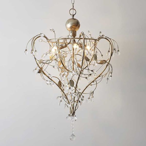 Lampes suspendues American Retro Old Craft Lustre Feuille Forme Salon Chambre El Crystal