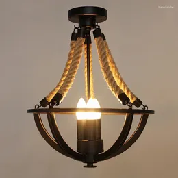 Lampes suspendues américain rétro corde lumières lustres de plafond lampe suspendue appareil ménager salle à manger décor cuisine luminaires