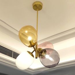 Lampes suspendues Lustre en verre de couleur de style américain Éclairage Chambre d'enfants Ballon Restaurant Café Simple